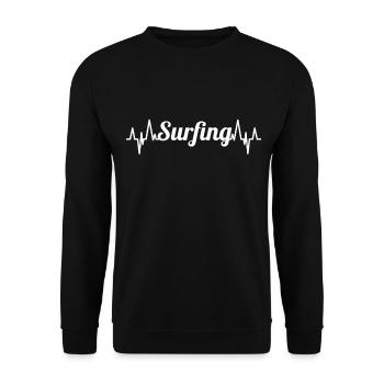 Surfen Pulsschlag - Unisex Pullover - Schwarz - Vorne - Alina (178cm) & Michal (187cm)