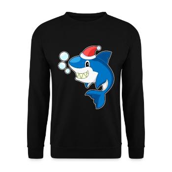Shark Christmas Santa Hat - Unisex Sweatshirt - black - Front - Alina (178cm) & Michal (187cm)