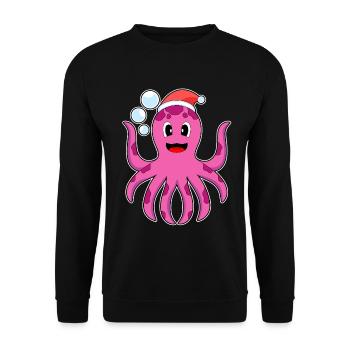 Octopus Christmas Santa Hat - Unisex Sweatshirt - black - Front - Alina (178cm) & Michal (187cm)