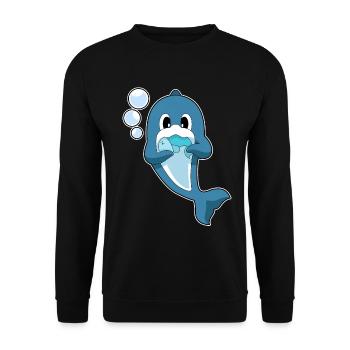 Dolphin Fish - Unisex Sweatshirt - black - Front - Alina (178cm) & Michal (187cm)