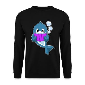Dolphin Nerd Book - Unisex Sweatshirt - black - Front - Alina (178cm) & Michal (187cm)