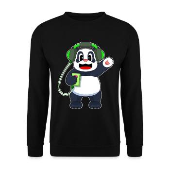 Panda Kopfhörer Musik - Unisex Pullover - Schwarz - Vorne - Alina (178cm) & Michal (187cm)