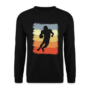 Retro Footballspieler - Unisex Pullover - Schwarz - Vorne - Alina (178cm) & Michal (187cm)