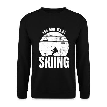 Du hattest mich bei Skifahren - Unisex Pullover - Schwarz - Vorne - Alina (178cm) & Michal (187cm)