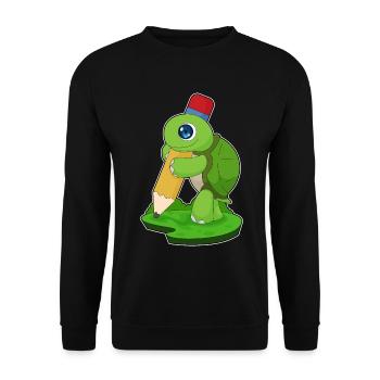 Turtle Pupil Pencil School - Unisex Sweatshirt - black - Front - Alina (178cm) & Michal (187cm)