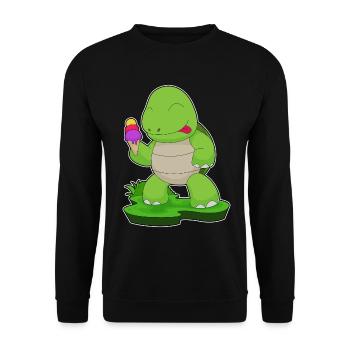 Schildkröte Waffeleis - Unisex Pullover - Schwarz - Vorne - Alina (178cm) & Michal (187cm)