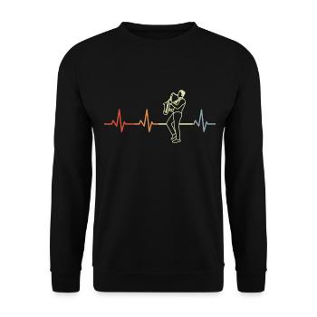 Saxophonist Herzlinie EKG - Unisex Pullover - Schwarz - Vorne - Alina (178cm) & Michal (187cm)