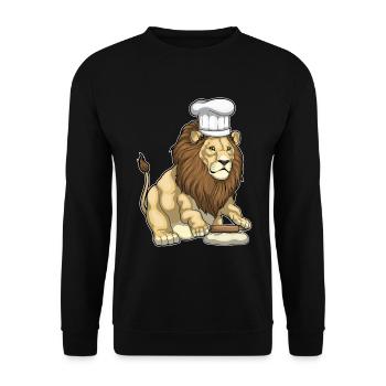 Lion Baker Rolling Pin Baking - Unisex Sweatshirt - black - Front - Alina (178cm) & Michal (187cm)