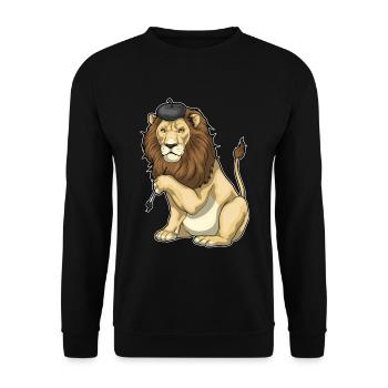 Lion Painter Brush Painting - Unisex Sweatshirt - black - Front - Alina (178cm) & Michal (187cm)