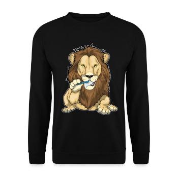 Lion Toothbrush - Unisex Sweatshirt - black - Front - Alina (178cm) & Michal (187cm)