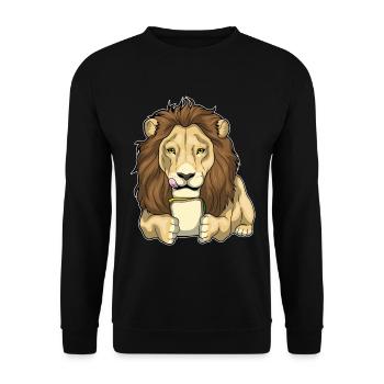 Löwe Sandwich - Unisex Pullover - Schwarz - Vorne - Alina (178cm) & Michal (187cm)