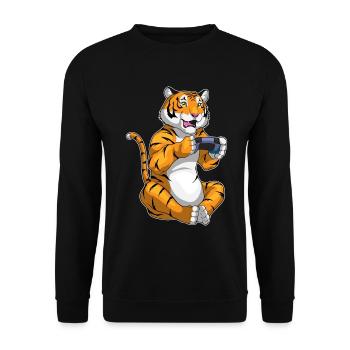 Tiger Gamer Controller - Unisex Pullover - Schwarz - Vorne - Alina (178cm) & Michal (187cm)
