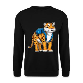 Tiger Student Backpack School - Unisex Sweatshirt - black - Front - Alina (178cm) & Michal (187cm)