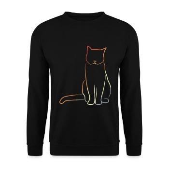 Katze im Vintage Look - Unisex Pullover - Schwarz - Vorne - Alina (178cm) & Michal (187cm)