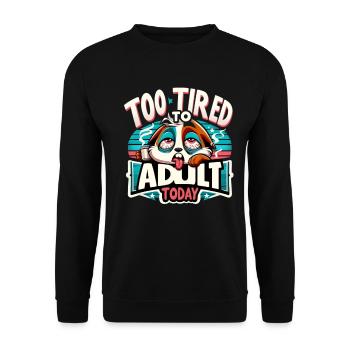 Too Tired Dog Retro - Unisex Sweatshirt - black - Front - Alina (178cm) & Michal (187cm)