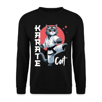 Drôle de chat Karaté Chat Arts Martiaux Design - Sweat-shirt Unisexe - noir - Devant - Alina (178cm) & Michal (187cm)