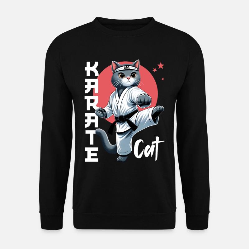 Lustige Katze Karate Cat Kampfsport Design - Unisex Pullover - Schwarz