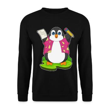 École Penguin Student Pencil - Sweat-shirt Unisexe - noir - Devant - Alina (178cm) & Michal (187cm)