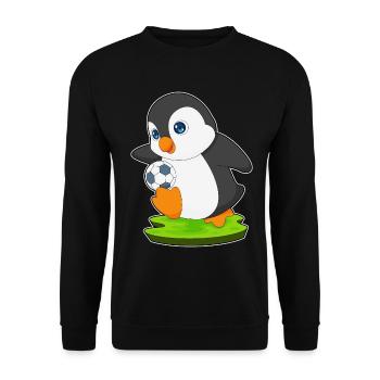 Pinguin Fußballspieler Fußball - Unisex Pullover - Schwarz - Vorne - Alina (178cm) & Michal (187cm)