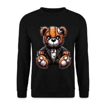 Punk Rebel Plush Teddy Bear - Unisex Sweatshirt - black - Front - Alina (178cm) & Michal (187cm)