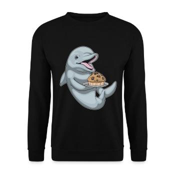 Dolphin Muffin - Unisex Sweatshirt - black - Front - Alina (178cm) & Michal (187cm)