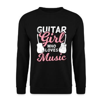 Gitarrenmädchen das die Musik liebt - Unisex Pullover - Schwarz - Vorne - Alina (178cm) & Michal (187cm)