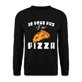 I can't I have pizza - Unisex Sweatshirt - black - Front - Alina (178cm) & Michal (187cm)