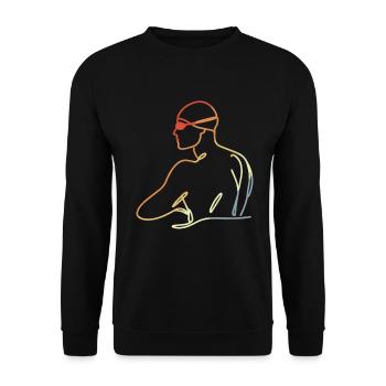Profischwimmer Zeichnung - Unisex Pullover - Schwarz - Vorne - Alina (178cm) & Michal (187cm)