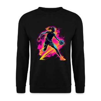 Basketball player 80s style - Unisex Sweatshirt - black - Front - Alina (178cm) & Michal (187cm)