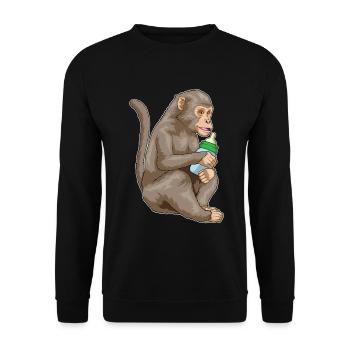 Monkey Baby Bottle - Unisex Sweatshirt - black - Front - Alina (178cm) & Michal (187cm)