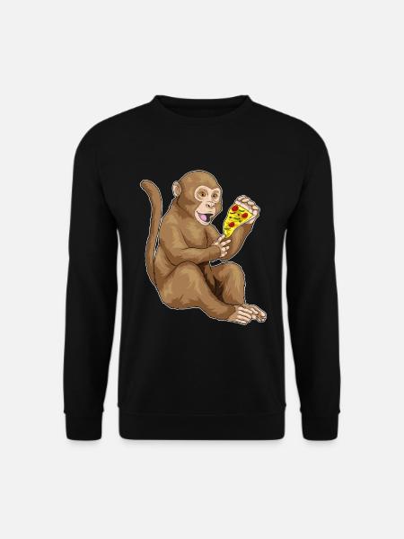 Affe Pizza - Unisex Pullover - Schwarz
