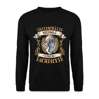 Dachdecker Geschenk Handwerk Lustig Beruf - Unisex Pullover - Schwarz - Vorne - Alina (178cm) & Michal (187cm)
