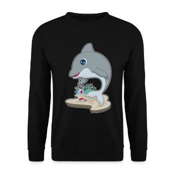 Delfin Maler Pinsel Malen - Unisex Pullover - Schwarz - Vorne - Alina (178cm) & Michal (187cm)