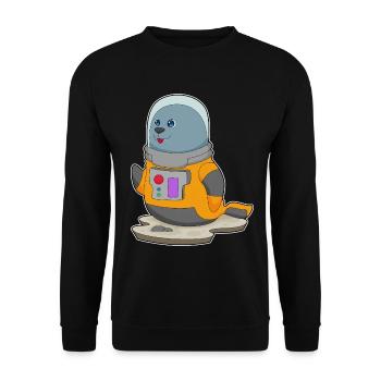 Seal Astronaut Space - Unisex Sweatshirt - black - Front - Alina (178cm) & Michal (187cm)