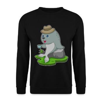 Seal Coffee Mug - Unisex Sweatshirt - black - Front - Alina (178cm) & Michal (187cm)