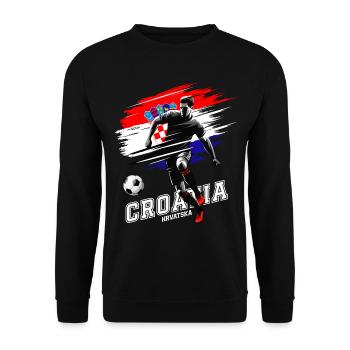 Croatie Football – Joueurs devant le drapeau croate - Sweat-shirt Unisexe - noir - Devant - Alina (178cm) & Michal (187cm)