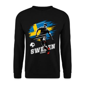 Schwedischer Fußballspieler mit Flagge - Unisex Pullover - Schwarz - Vorne - Alina (178cm) & Michal (187cm)