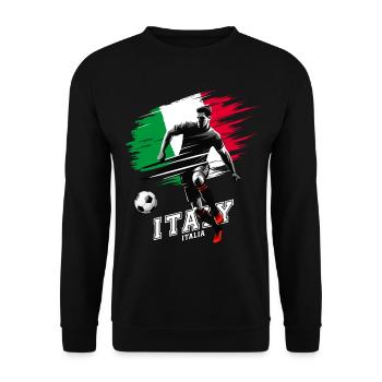 Italian Soccer Player with Flag - Unisex Sweatshirt - black - Front - Alina (178cm) & Michal (187cm)