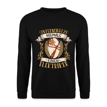 Elektriker Geschenk Strom Lustig Beruf - Unisex Pullover - Schwarz - Vorne - Alina (178cm) & Michal (187cm)