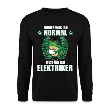Lustiger Spruch Elektriker Beruf Frosch Kaffee - Unisex Pullover - Schwarz - Vorne - Alina (178cm) & Michal (187cm)