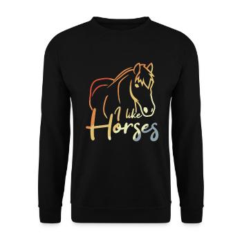 I Like Horses - Unisex Pullover - Schwarz - Vorne - Alina (178cm) & Michal (187cm)