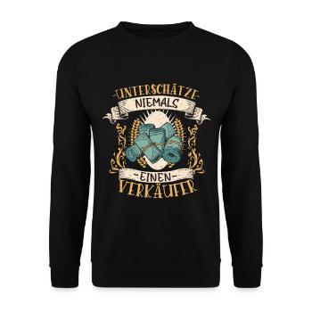 Verkäufer Lustiges Geschenk Beruf Kundenliebe - Unisex Pullover - Schwarz - Vorne - Alina (178cm) & Michal (187cm)