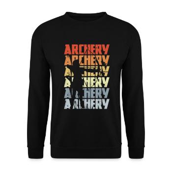 Retro Bogensportler - Unisex Pullover - Schwarz - Vorne - Alina (178cm) & Michal (187cm)