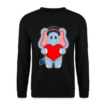 Elefant Bräutigam Herz Hochzeit - Unisex Pullover - Schwarz - Vorne - Alina (178cm) & Michal (187cm)