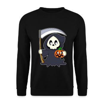 Grim Reaper Halloween Pumpkin - Unisex Sweatshirt - black - Front - Alina (178cm) & Michal (187cm)