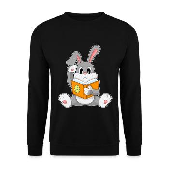 Hase Ostern Nerd - Unisex Pullover - Schwarz - Vorne - Alina (178cm) & Michal (187cm)