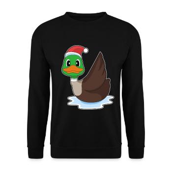 Canard Noël père Noël chapeau - Sweat-shirt Unisexe - noir - Devant - Alina (178cm) & Michal (187cm)