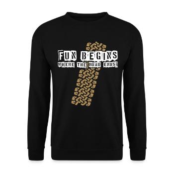 FUN BEGINS - Where the Road Ends! AT-Tire Profile - Unisex Sweatshirt - black - Front - Alina (178cm) & Michal (187cm)