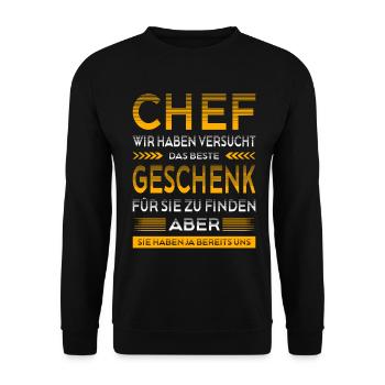 Chef Abschied Geschenke Abschiedsgeschenk - Unisex Pullover - Schwarz - Vorne - Alina (178cm) & Michal (187cm)