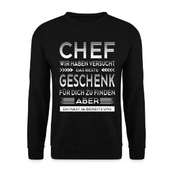 Chef Abschied Geschenke Abschiedsgeschenk - Unisex Pullover - Schwarz - Vorne - Alina (178cm) & Michal (187cm)